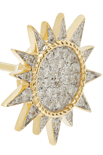 Sun & Moon Earrings, 18k Yellow Gold & Diamonds